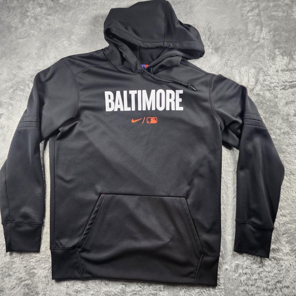 Baltimore Orioles Hoodie Mens Medium Black MLB Baseball Nike Therma Fit Pullover